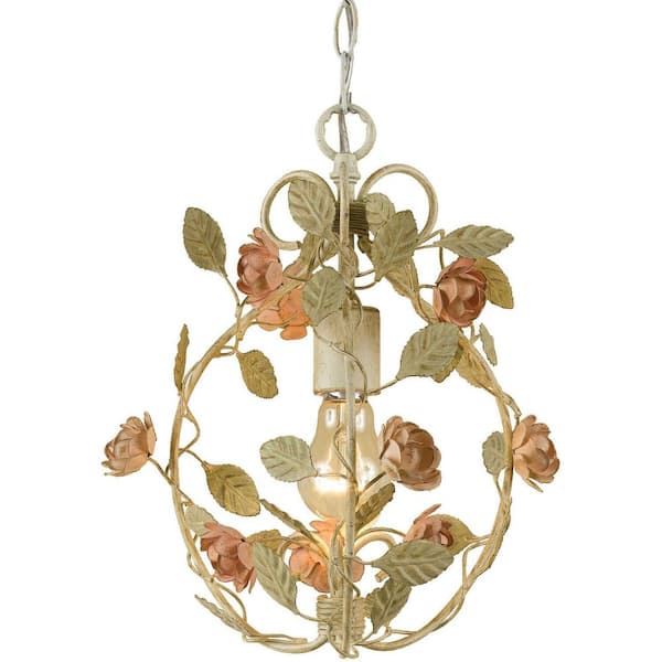 Hanover Rustic Floral Chandelier in Antique Cream and Yellow, Hanging Light  Fixture for Bedroom, Living Room, Hallway, Entryway, and Kitchen with 5