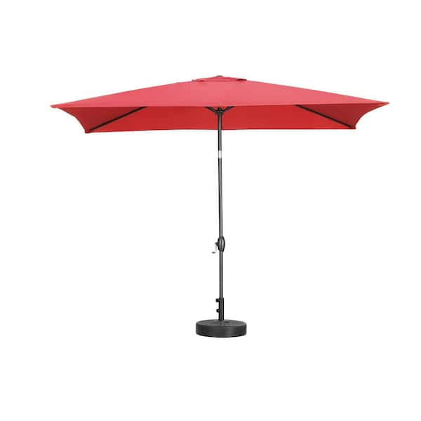 ANGELES HOME 9 4/5 ft. Iron Tilt Market Patio Outdoor Umbrella in Red ...