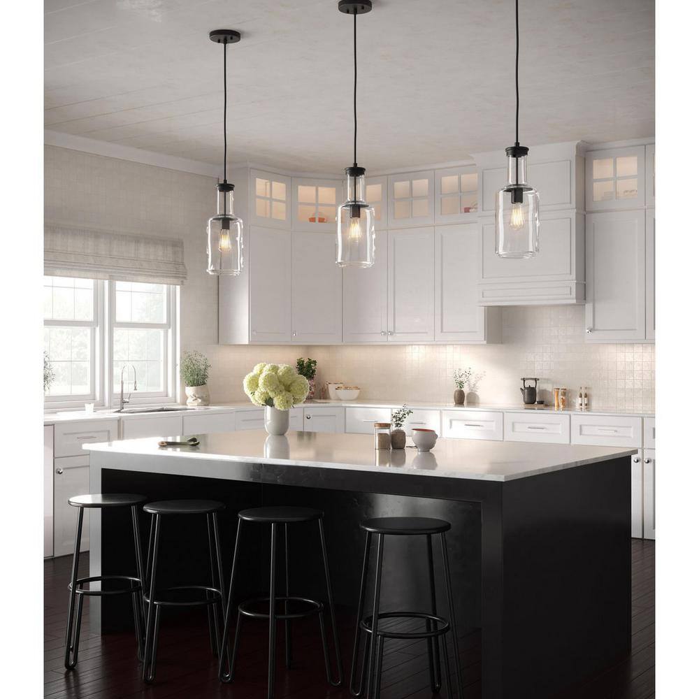 Latrobe Matte Black Glass 17" Pendant Light