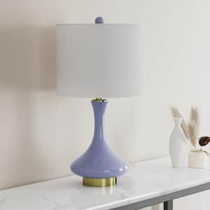 Sacramento 23-In Purple/Nickel Table Lamp with White Linen Lampshade / USB / Type-C Port.