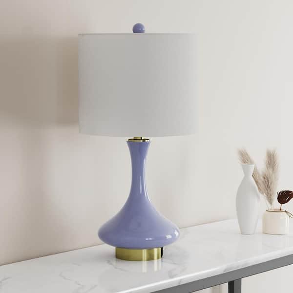 Maxax Sacramento 23.5 in. Purple Modern Dimmable Ceramic Bedroom Living Room Bedside Desk Nightstand Table Lamps Usb Port