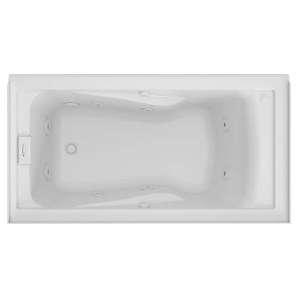 EverClean 60 in. x 32 in. Acrylic Alcove Whirlpool Bathtub with Left Hand Drain and Heater in White