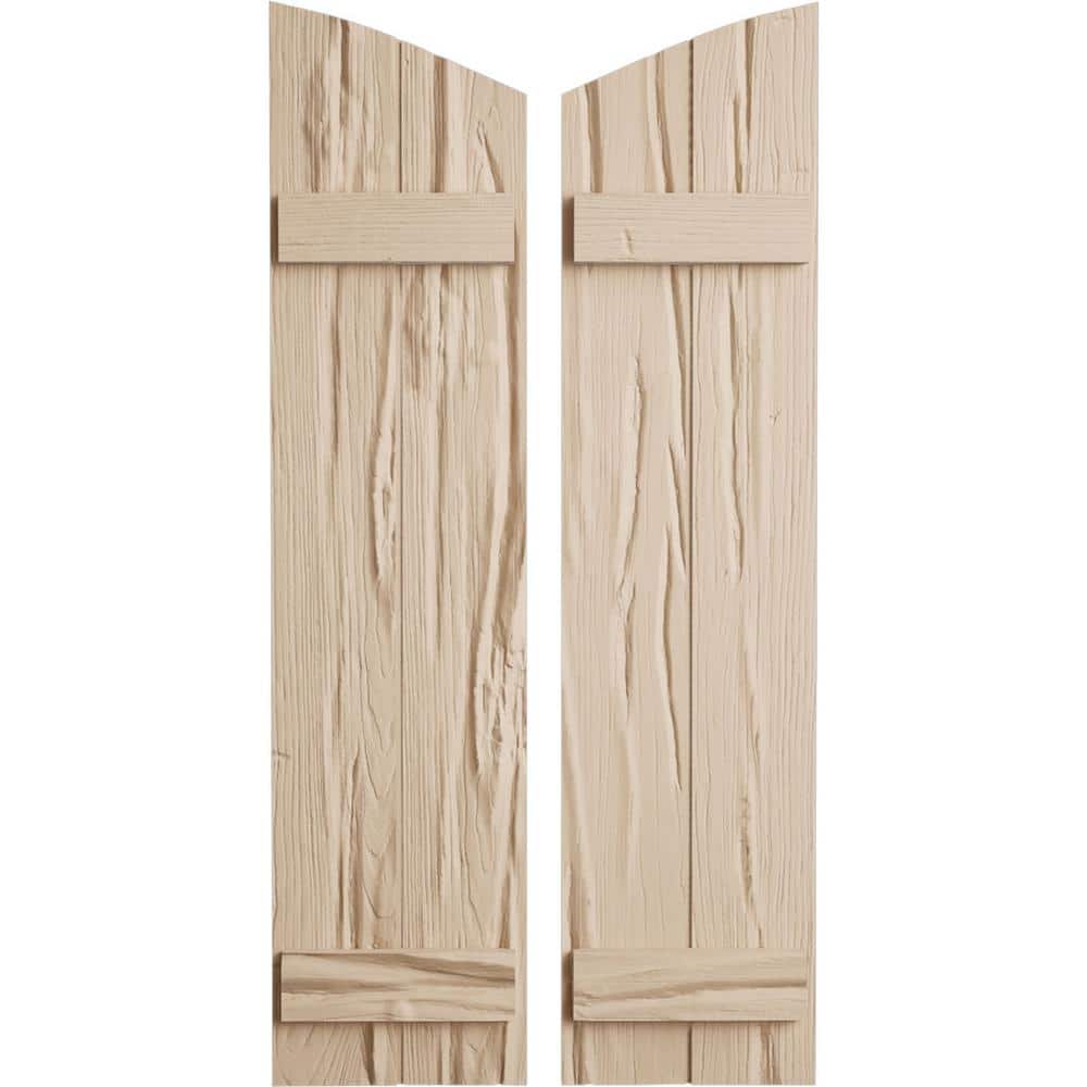 11 in. x 32 in. Polyurethane Riverwood 2-Board Joined Board and Batten Elliptical Top Shutters Primed Tan price history on PriceWatchPro
