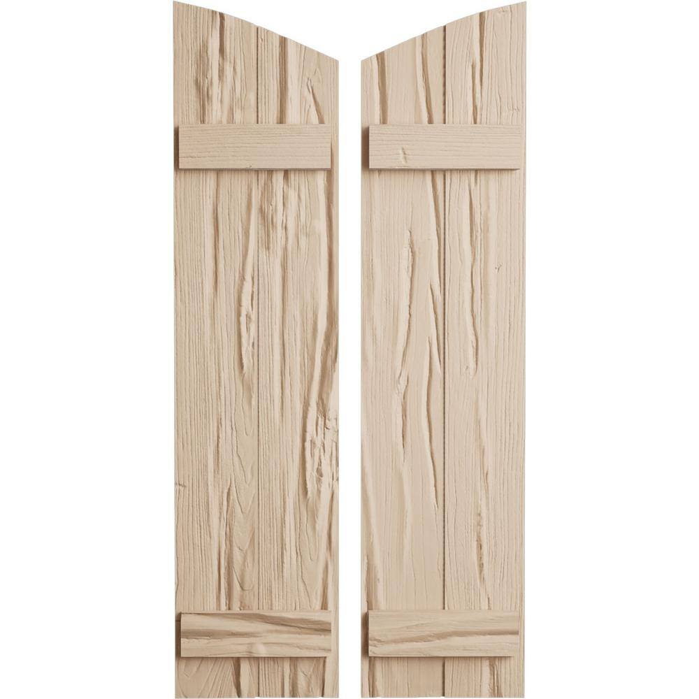 11 in x 76 in Polyurethane Riverwood Two Board Joined Board-n-Batten Elliptical Top Shutters Primed Tan price history on PriceWatchPro
