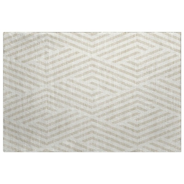 Dream Shag Premium Machine Washable Abstract ADS550 Ivory 2 ft. x 3 ft. Accent Rug
