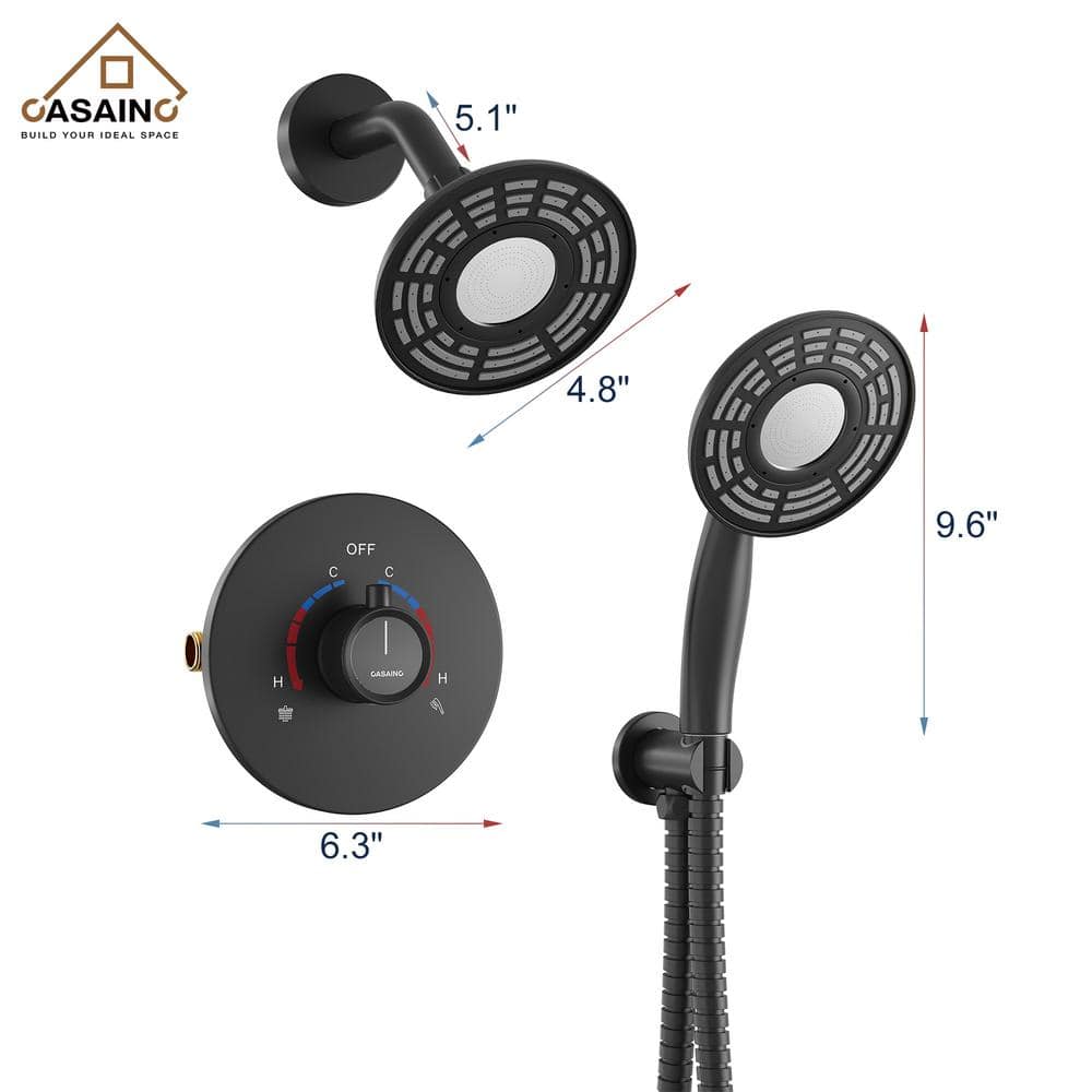 Matte Black Dual-Function Wall Mounted Shower System