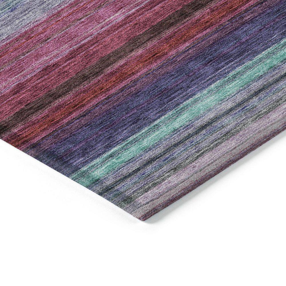 Lavender Multi-Stripe Flat Woven Synthetic Indoor/Outdoor Rug 5' x 7'