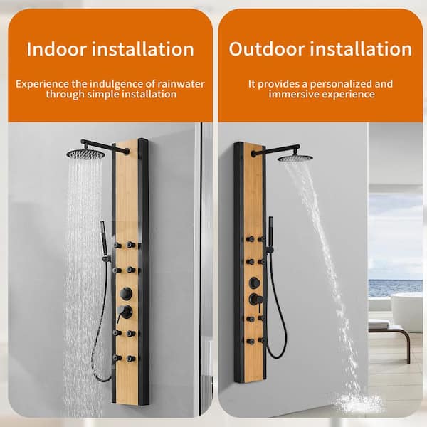 57 In. 8-Jet Multifunction Shower Panel System With Adjustable Rainfall Shower Head And Handheld Shower head 57 In. 8-Jet Multifunction Shower Panel System With Adjustable Rainfall Shower Head And Handheld Shower head