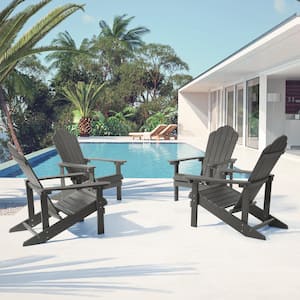 Weather Resistant Charcoal Gray Plastic Adirondack Chair (Set of 4)