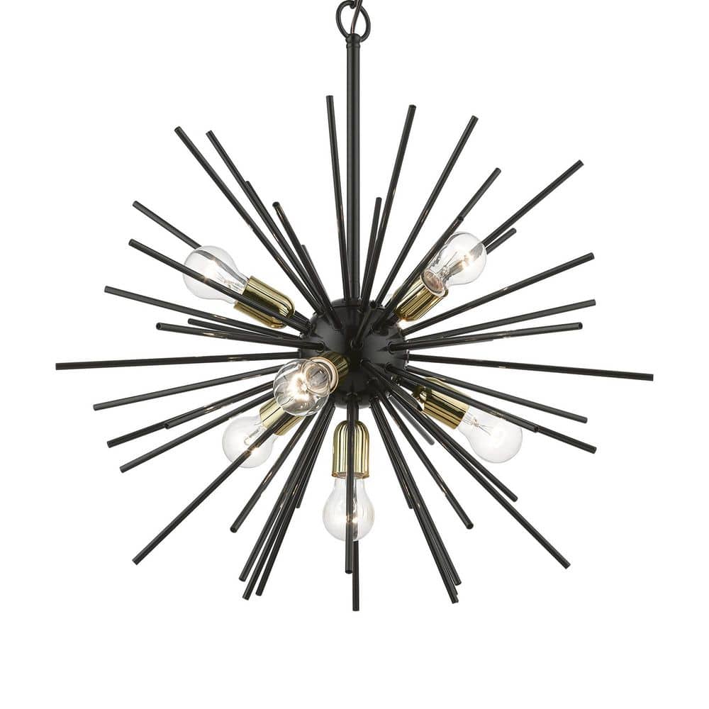 Tribeca Shiny Black and Brass 7-Light Sputnik Chandelier