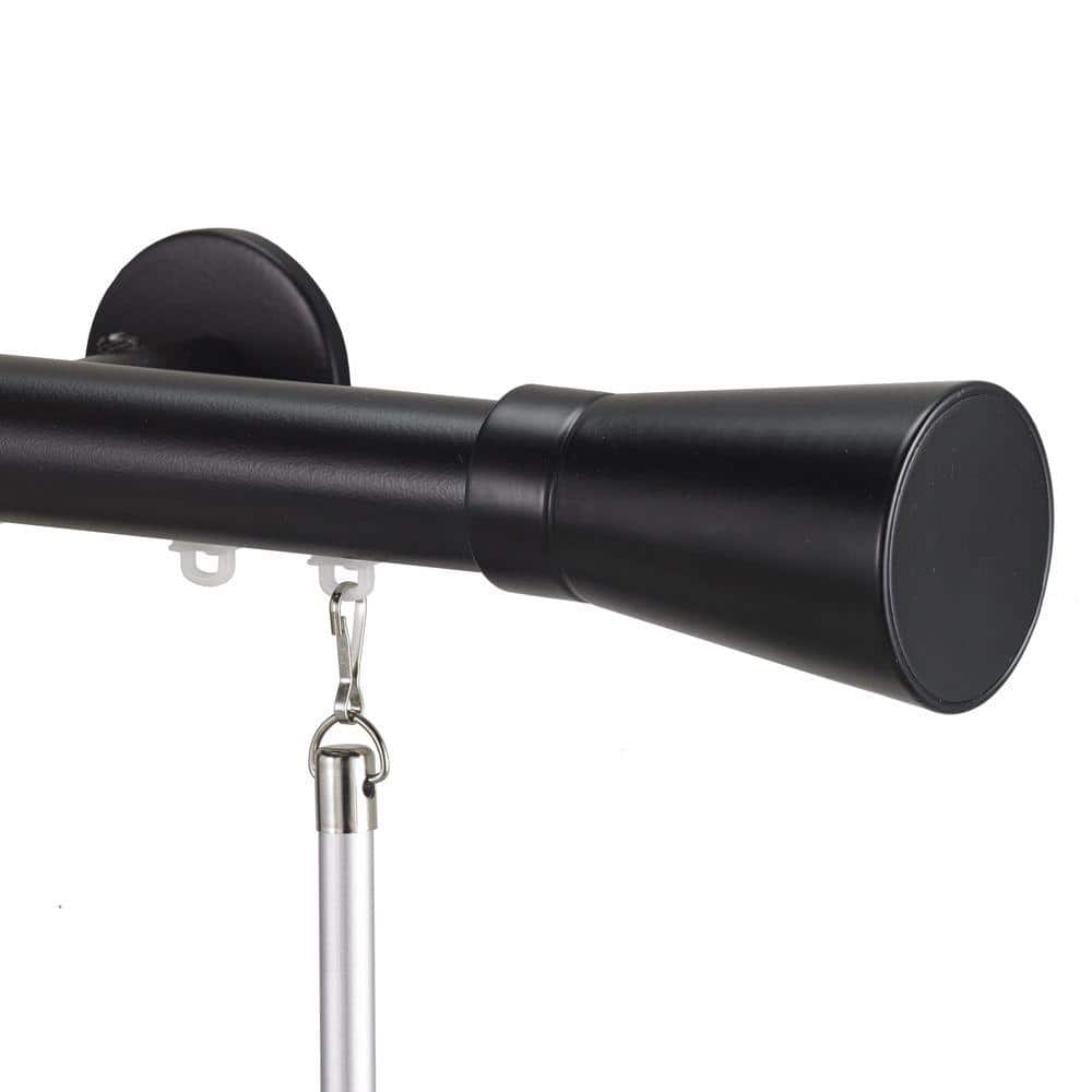 Tekno 25 Decorative 48 in. Traverse Rod in Distressed Wood with Linea Finia