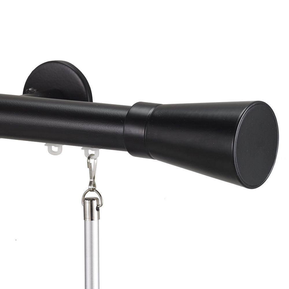 Tekno 25 Decorative 96 in. Traverse Rod in Distressed Wood with Linea Finia