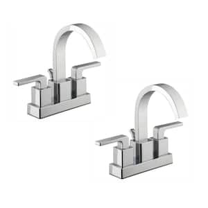 Farrington 4 in. Centerset Double-Handle High-Arc Bathroom Faucet in Polished Chrome (2-Pack)