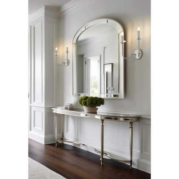 Allistair 2 Light Brushed Nickel Wall Sconce with Clear Ribbed Glass Shade