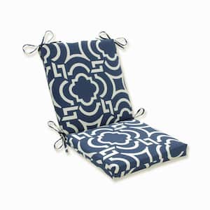 Trellis Outdoor/Indoor 18 in. W x 3 in. H Deep Seat, 1 Piece Chair Cushion and Square Corners in Blue/White Carmody