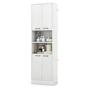 Oak White 75 in. H Accent Cabinet with 6 Shelves and Anti-Tip Kit