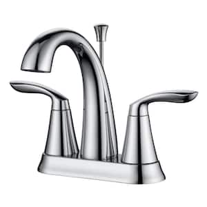 Stilleto 4 in. Centerset 2-Handle Bathroom Faucet with Drain Assembly, 1.2 GPM, Rust Resist in Polished Chrome