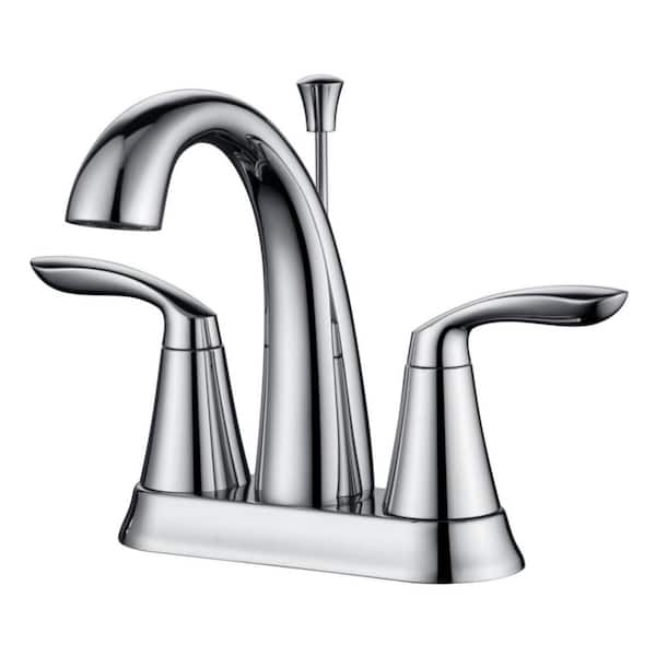 Ultra Faucets Stilleto 4 in. Centerset 2-Handle Bathroom Faucet with Drain Assembly, 1.2 GPM, Rust Resist in Polished Chrome