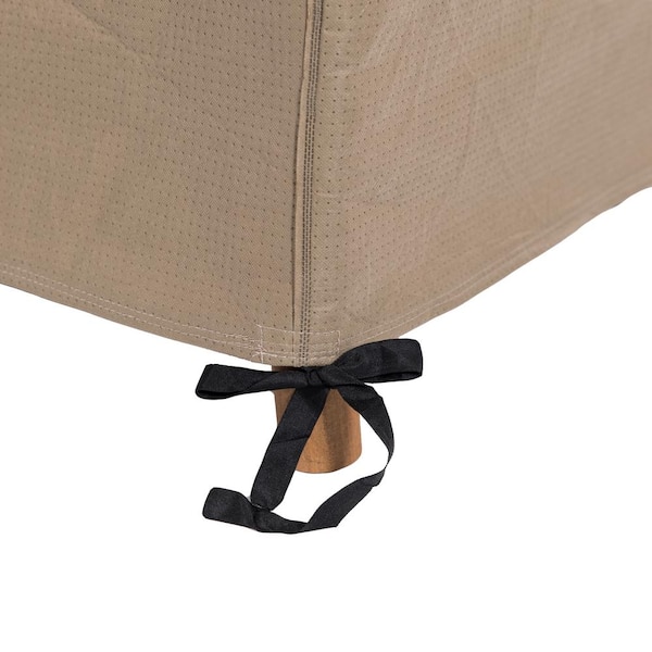Veranda Outdoor Rectangular Patio Ottoman SideTable Cover Tan 