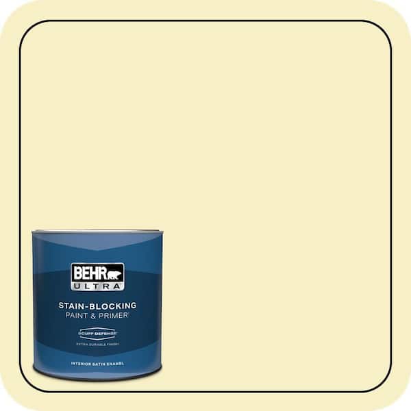 BEHR ULTRA 1 qt. #400A-1 Candlelight Yellow Extra Durable Satin Enamel Interior Paint & Primer