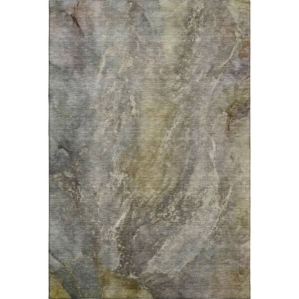 Mayfield Premium Machine Washable Abstract AMF2307 Pewter 10 ft. x 14 ft. Area Rug