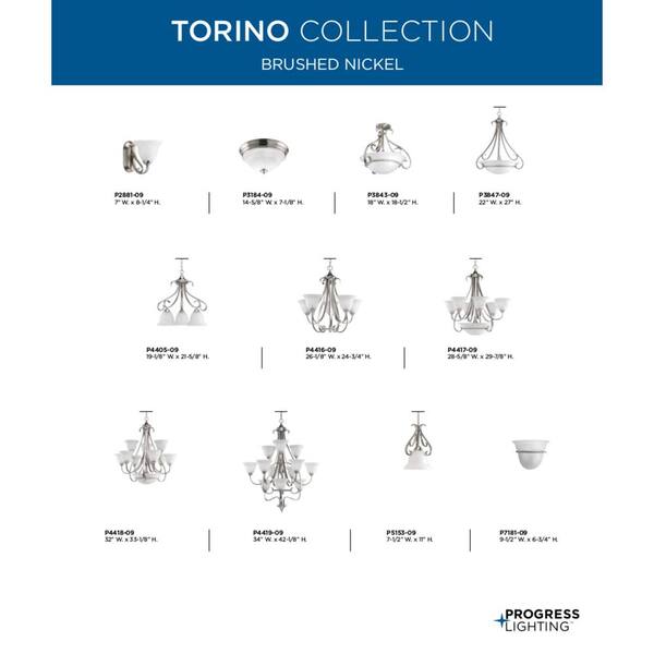 Progress Lighting Torino 3-Light Brushed Nickel Transitional Chandelier