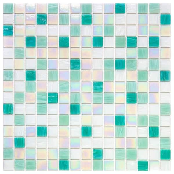 Apollo Tile Mingles 12 in. x 12 in. Glossy White and Green Glass Mosaic Wall and Floor Tile (20 sq. ft./case) (20-pack)