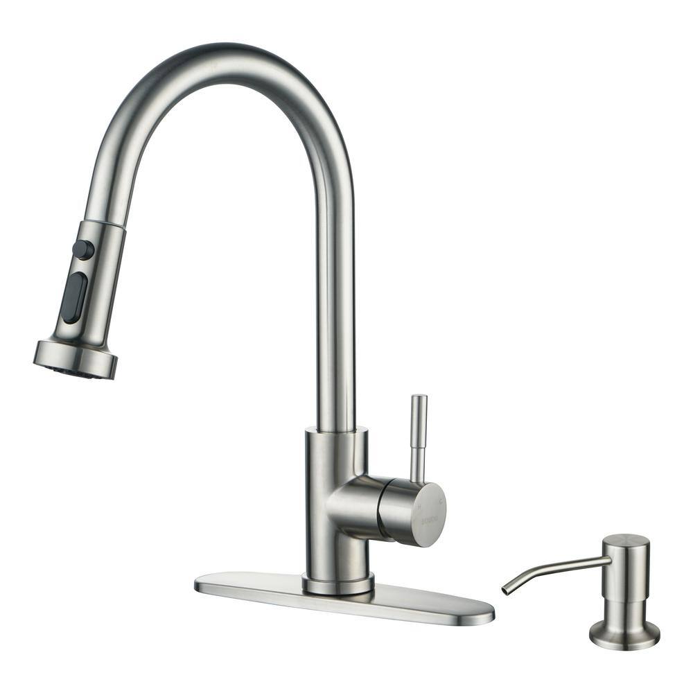 3 Holes Kitchen Sink Faucets With Pull Down Sprayer And Soap Dispenser
