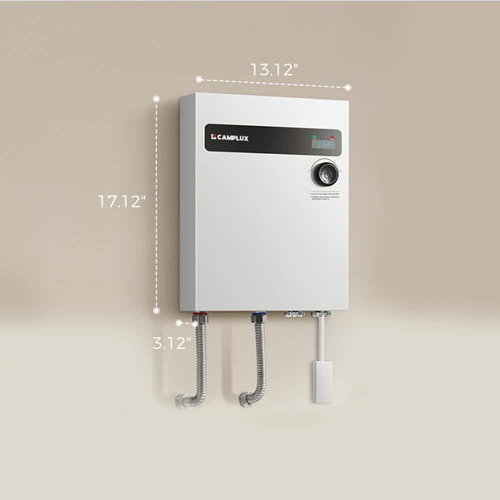Camplux 18kW White Electric Tankless Water Heater with Digital Display