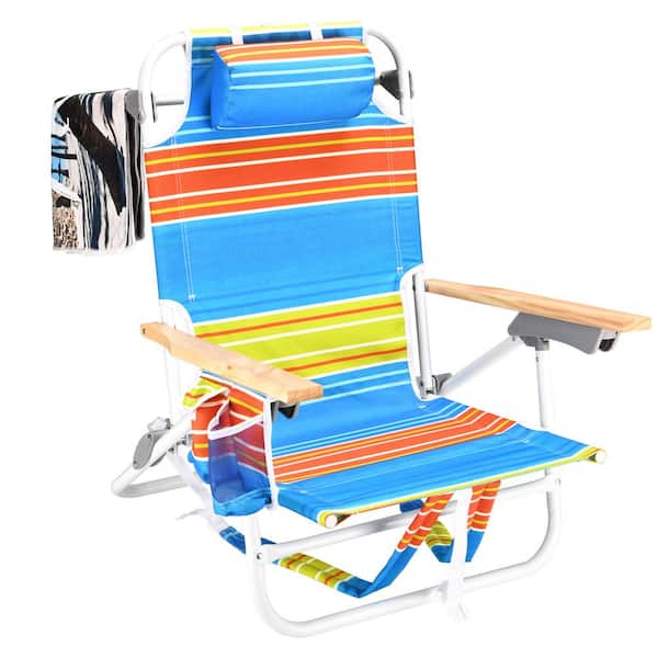 Tunearary Outdoor Aluminum Beach Foldable Backpack Adult Beach Chair with Beach Towel and Pillow
