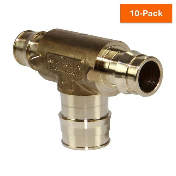 ProPEX 3/4 in. x 3/4 in. x 1 in. PEX-A Expansion Barb Lead-Free Brass Reducing Tee (10-Pack)