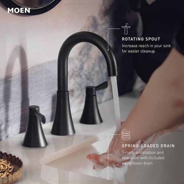 monapy☆ MOEN Ronan 8 in. Widespread 2-Handle Curved Bathroom Faucet in