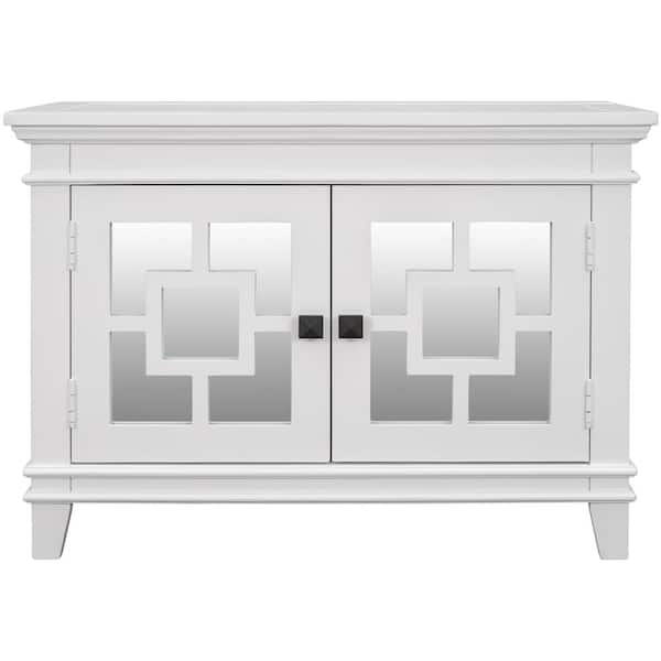 ATHMILE 33 in. White Standard Rectangle Wood Console Table
