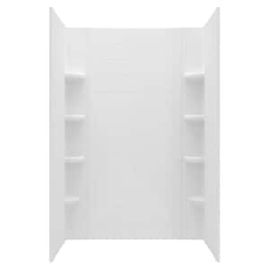 Ovation Curve 48 in. W x 72 in. H 3-Piece Glue Up Alcove Subway Tile Shower Walls in Arctic White