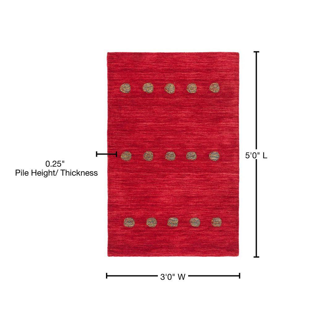 Transitional Red Wool 3' x 5' Hand-Knotted Area Rug