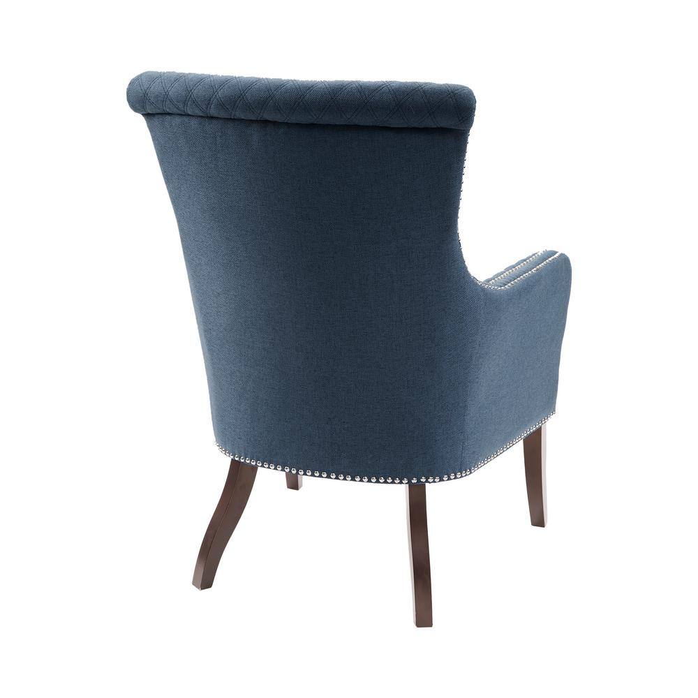 Heston Dark Blue Fabric Accent Chair with Square Arms