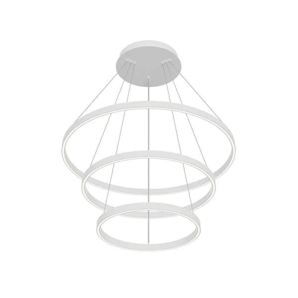 Cerchio 32 in. 3-Light 150-Watt White Integrated LED Chandelier