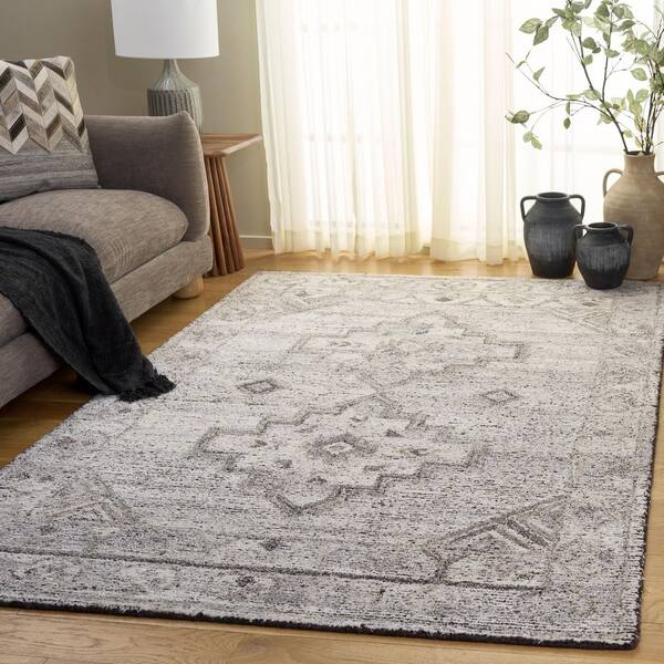 Kenya 4 ft. x 6 ft. Ivory/Charcoal Tribal Area Rug
