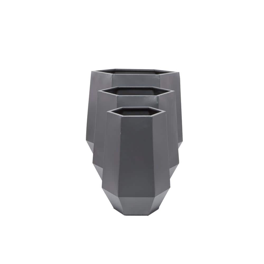 Extra Large Modern Matte Gray Metal Round Planter