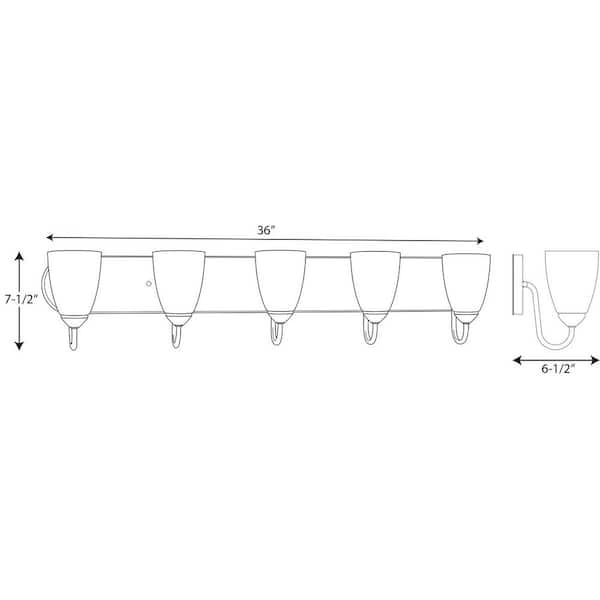 Gather Collection 36 in. 5-Light Polished Chrome Etched Glass Traditional Bathroom Vanity Light