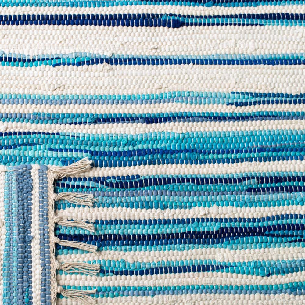 Ivory & Blue Handwoven Stripe Accent Rug - 2' x 3'
