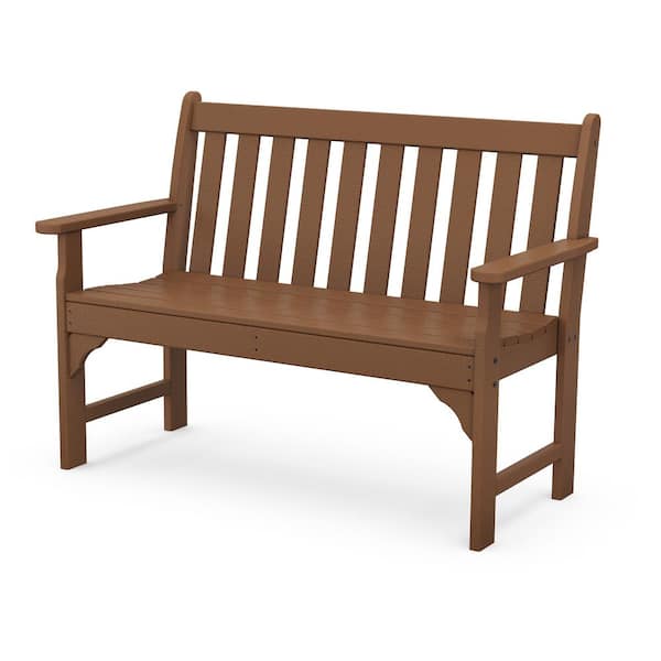 POLYWOOD Vineyard 48 in. 2-Person Teak Plastic Outdoor Bench