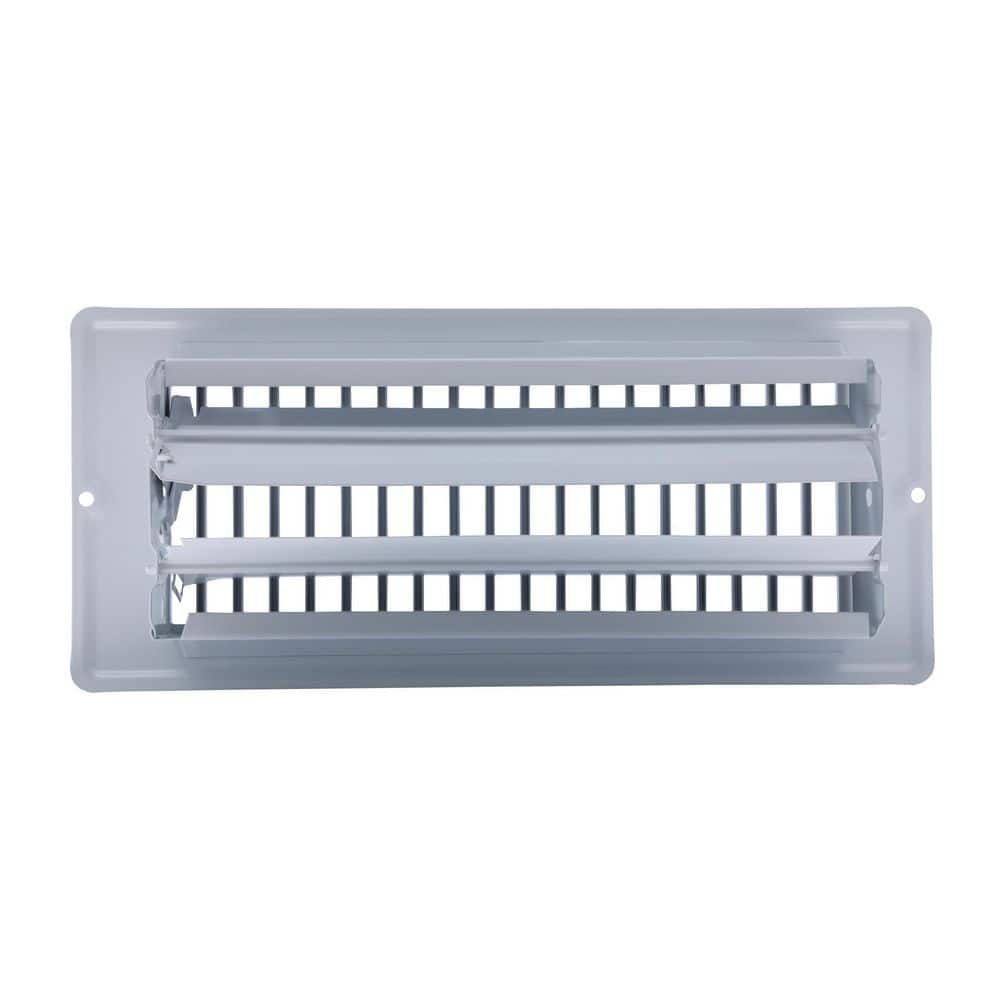 White Steel Floor Register with Louvered Design, 4x10 Inch