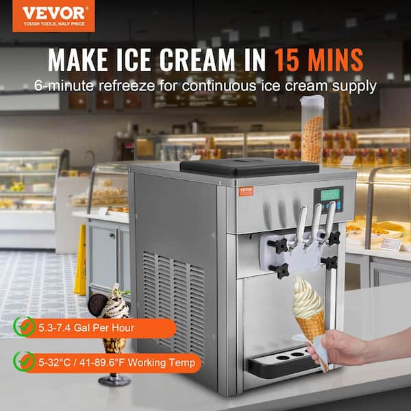 SKYSHALO Commercial Soft Ice Cream Machine, 21 qt./H Stainless