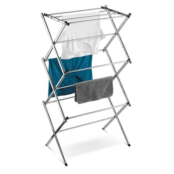 Honey-Can-Do 15 in. W x 41.5 in. H Chrome Accordion Collapsible Drying Rack