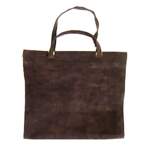 16 in. W Dark Brown Suede Log Carrier with Handles for Firewood Rack