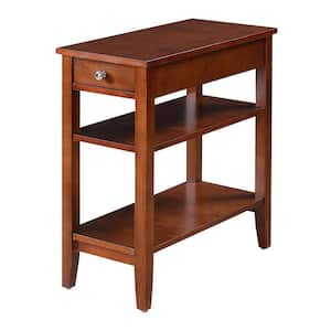 12 in. Square Black 27 in. Tall Square Wood End Table with Drawer and Shelf  VTTFT0099BK - The Home Depot