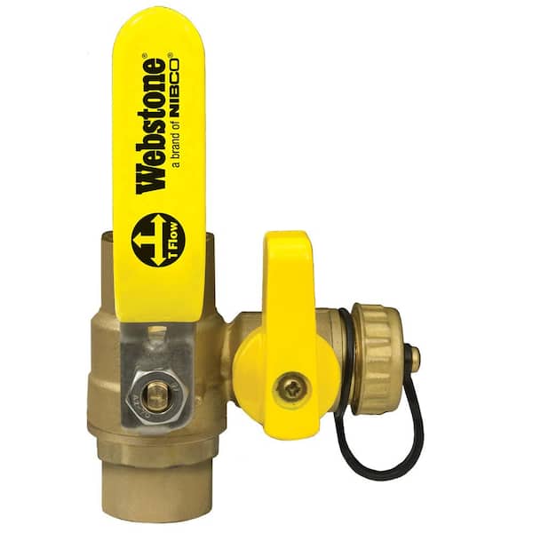 Webstone, a brand of NIBCO 1-1/4 in. 1-1/4 in. Pro-Pal Forged Brass SWT Full Port Ball Valve with Hi-Flow Hose Drain