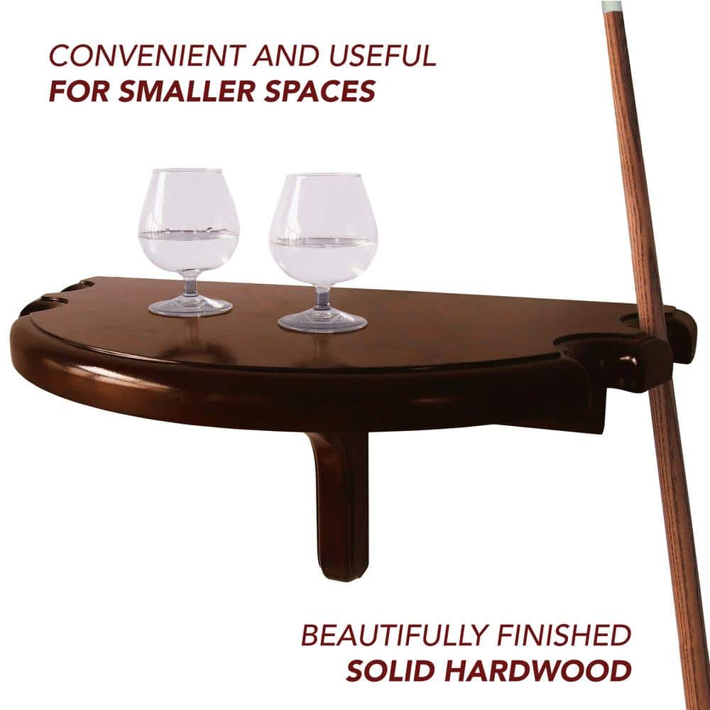 Walnut Wood Half Moon Game Room Wall Shelf with Cue Cutouts