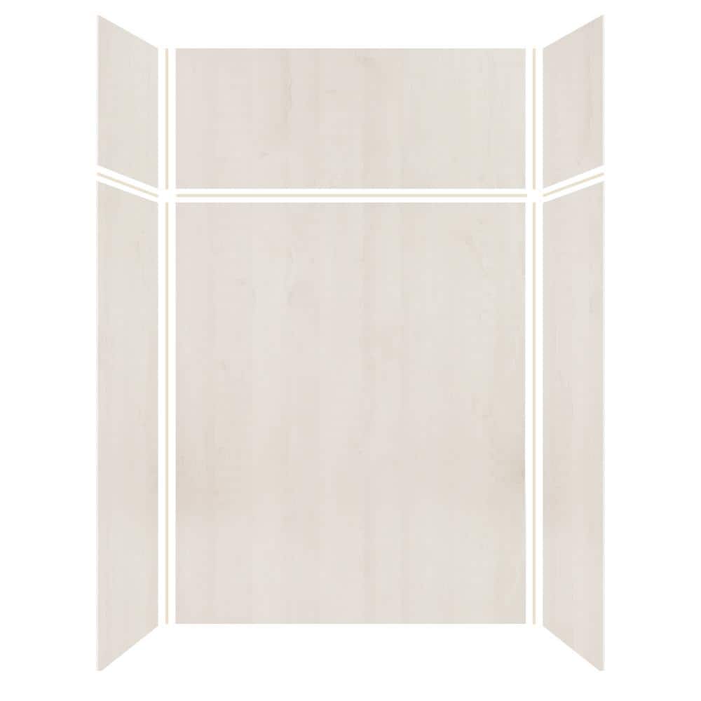 Bleached Oak 60'' x 36'' x 96'' Composite Solid Surface Shower Wall Kit